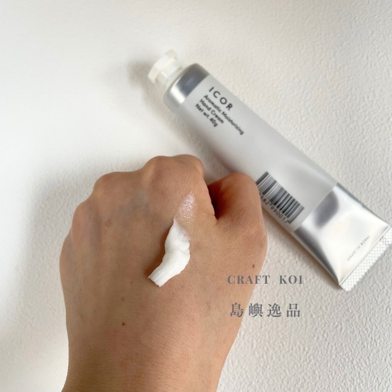 ICOR 護手霜,塗抹在手上的質地狀態