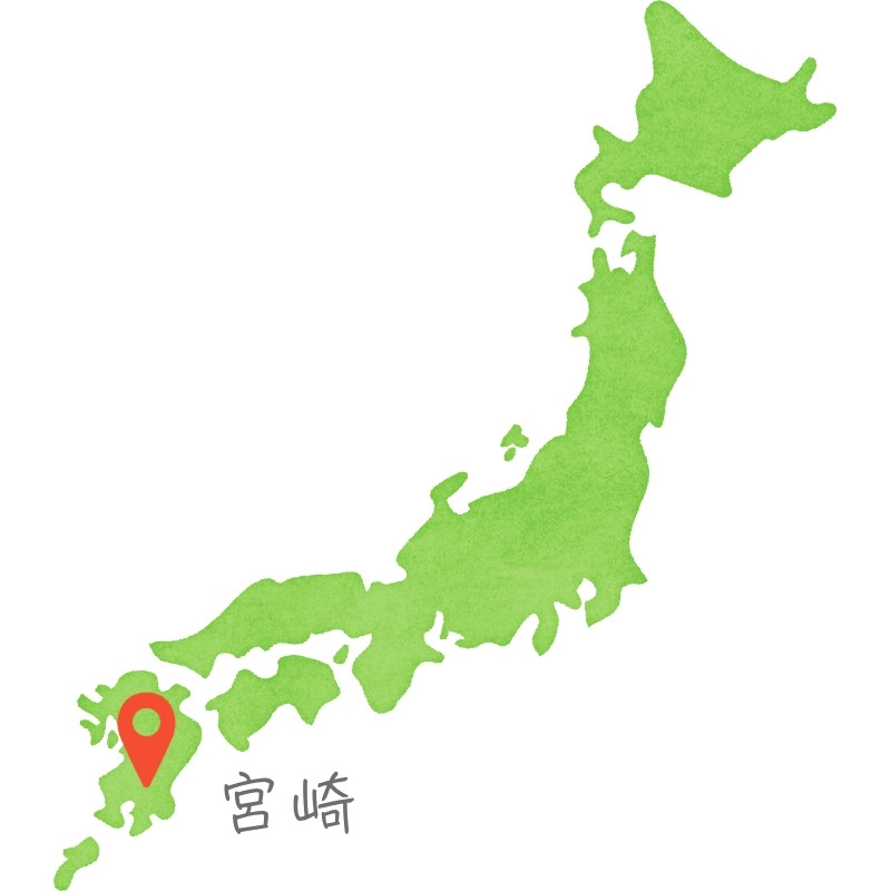 宮崎在日本地圖的位置示意圖