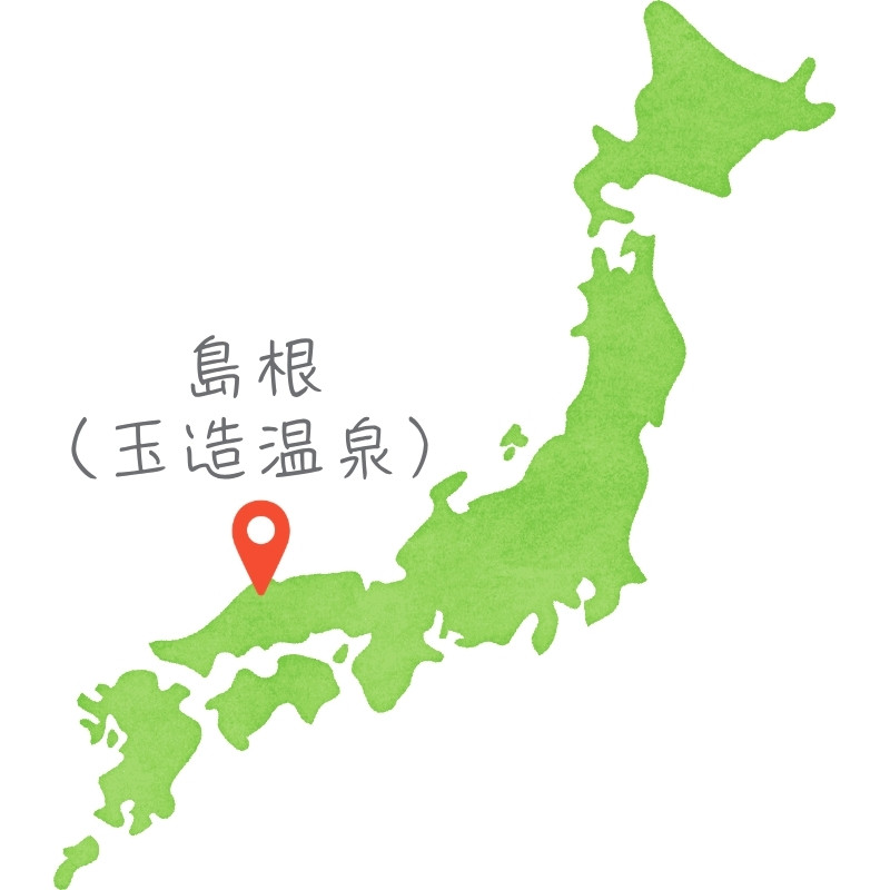 島根玉造溫泉在日本地圖的位置示意圖