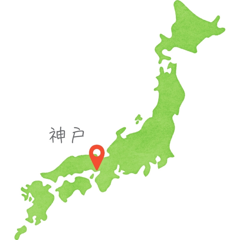 神戶的日本地圖位置示意圖